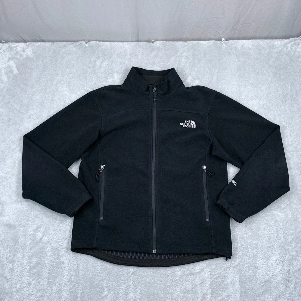 The North Face WindWall Fleece Jacket Mens Small Black Full Zip Mock Neck AS0Y